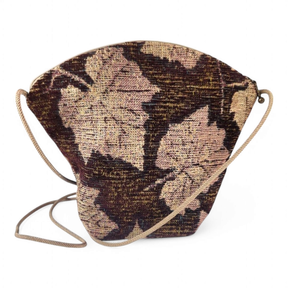 Maruca Jacquard Fabric Maple Leaf Mini Crossbody Shoulder Bucket Bag